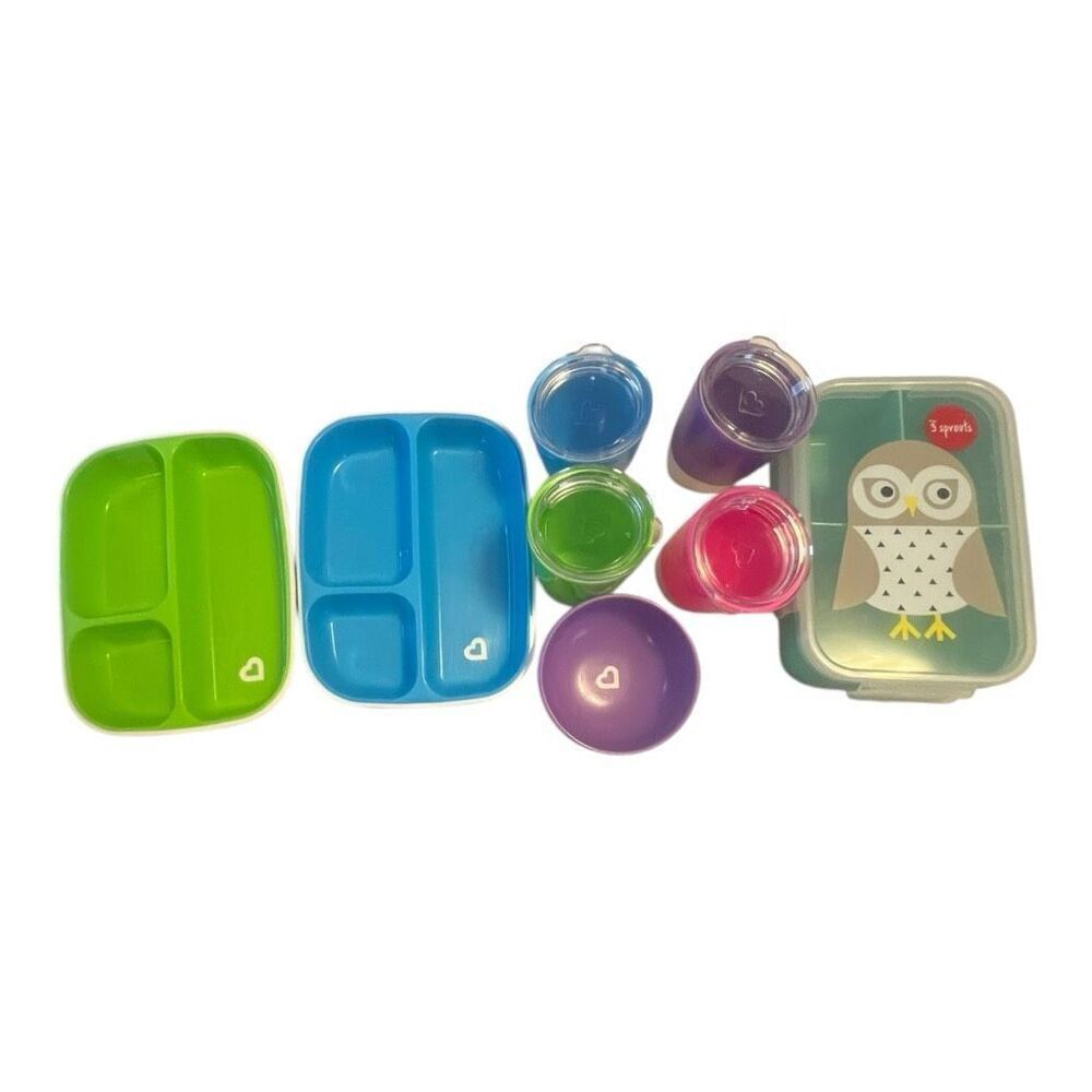 Toddler Bundle Munchkin Bundle 3 Sprouts Lunch Container + Wee Sprout Pouches - Picture 2 of 8
